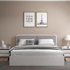 现代简约卧室板式床经济型高箱储物床烤漆抽屉床婚床双人床收纳床1
