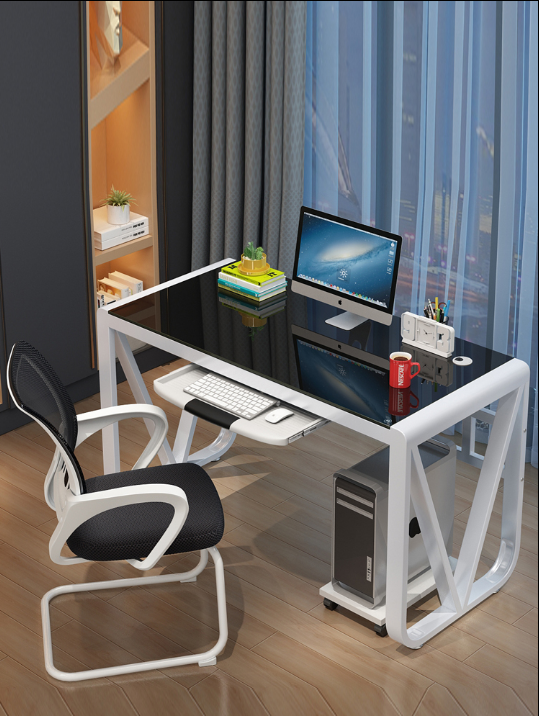 钢化玻璃电脑台式桌家用简易书桌简约现代经济型学生学习写字桌子