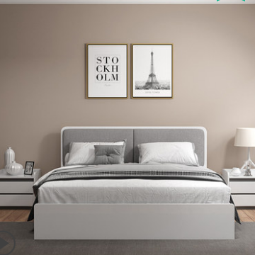 现代简约卧室板式床经济型高箱储物床烤漆抽屉床婚床双人床收纳床1